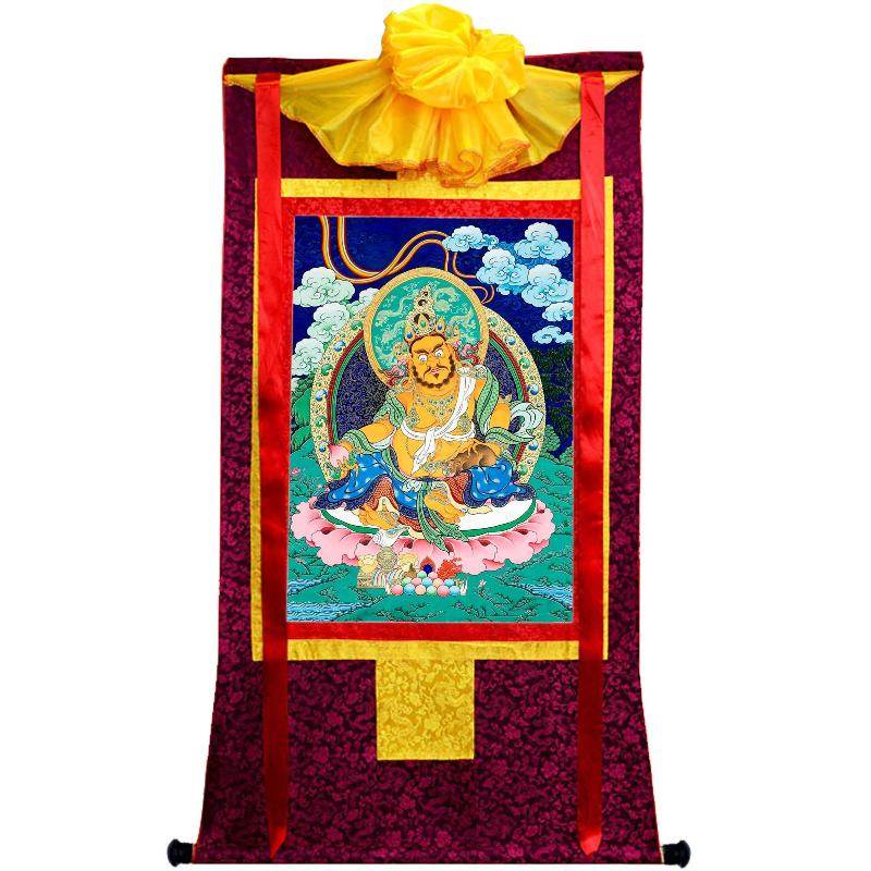 Yellow Jambhala - Tibetan thangka painting, view 5