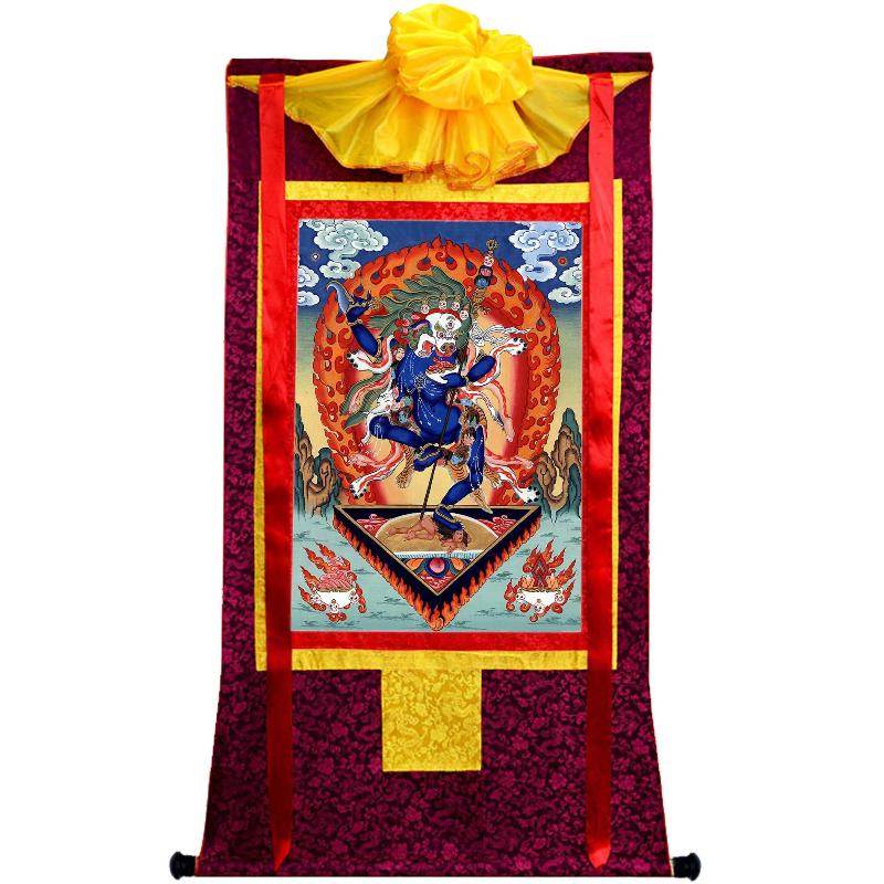 Lion-faced Dakini - Simhamukha - -Simhavaktra -Longsal Sengmar - Tibetan thangka painting, view 20