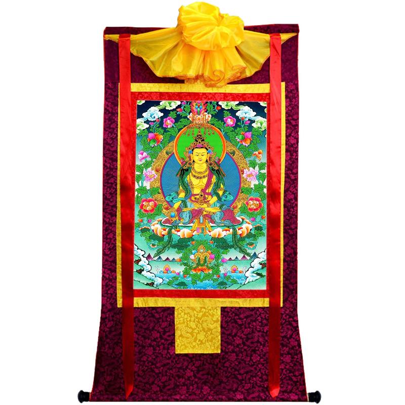 Gandhanra Tibetan Thangka Art - Ksitigarbha Bodhisattva - from Kathok Monastery - Giclee Print with Mineral Pigments