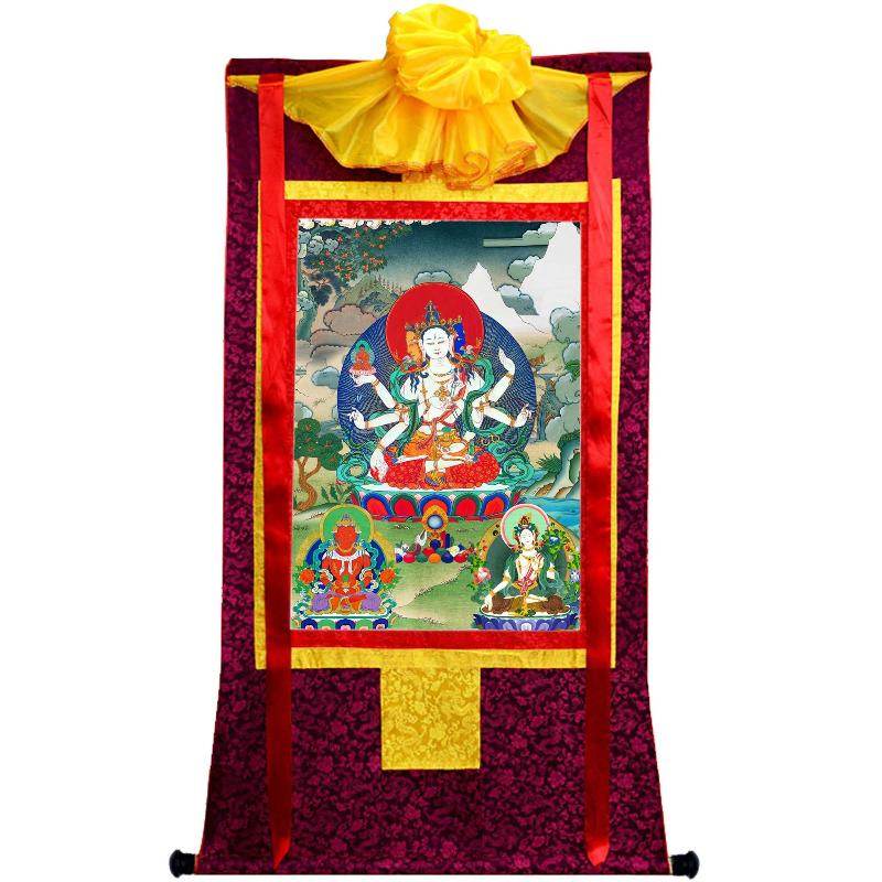 Victorious Crown Ushnisha Vijaya - Tibetan thangka painting, view 5