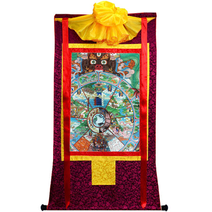 Gandhanra Tibetan Thangka Art - Samsara - Six Realm Wheel of Life - from Kathok Monastery - Giclee Print with Mineral Pigments