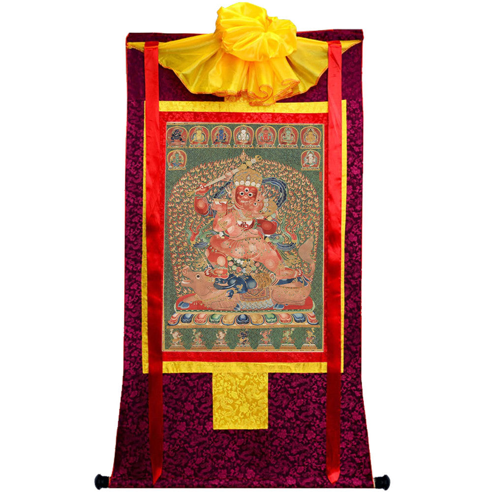 Gandhanra Tibetan Thangka Art - Yamari-Krodharaja - from Kathok Monastery - Giclee Print with Mineral Pigments