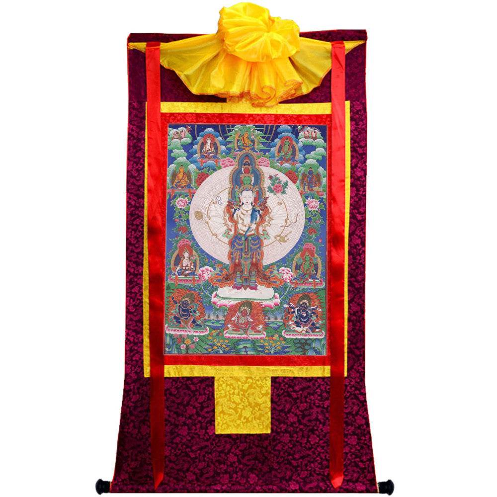 The Thousand-hand Avalokiteshvara - Tibetan thangka painting, view 5