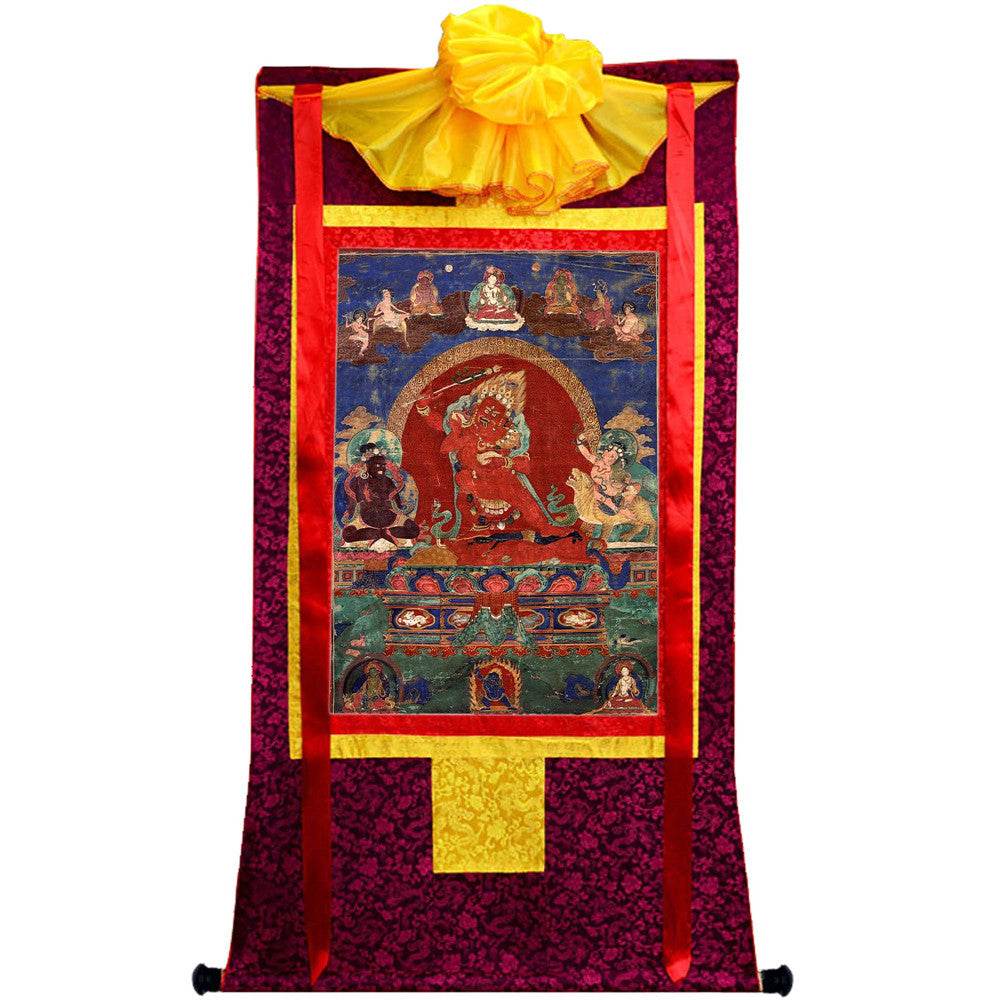 Rakta Yamari-Krodharaja - 15th Century Old Version - Tibetan thangka painting, view 5