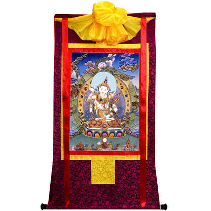 Vajrasattva in Yab Yum - Tibetan thangka painting, view 17