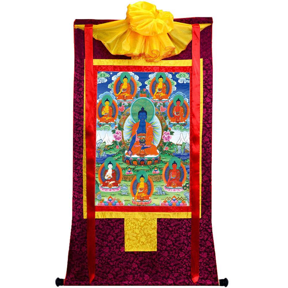 Bhaisajyaguru - Eight Medicine Buddhas - Tibetan thangka painting, view 5