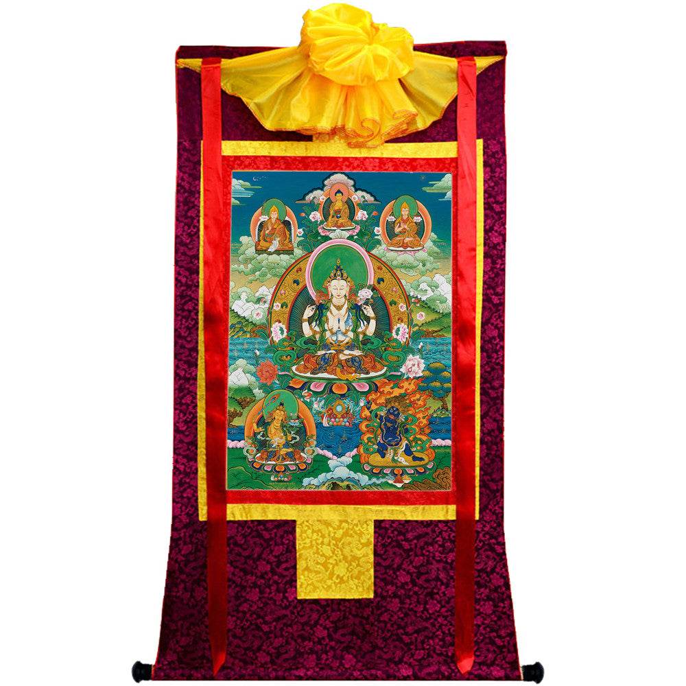 Chenrezig Image - Tibetan thangka painting, view 10