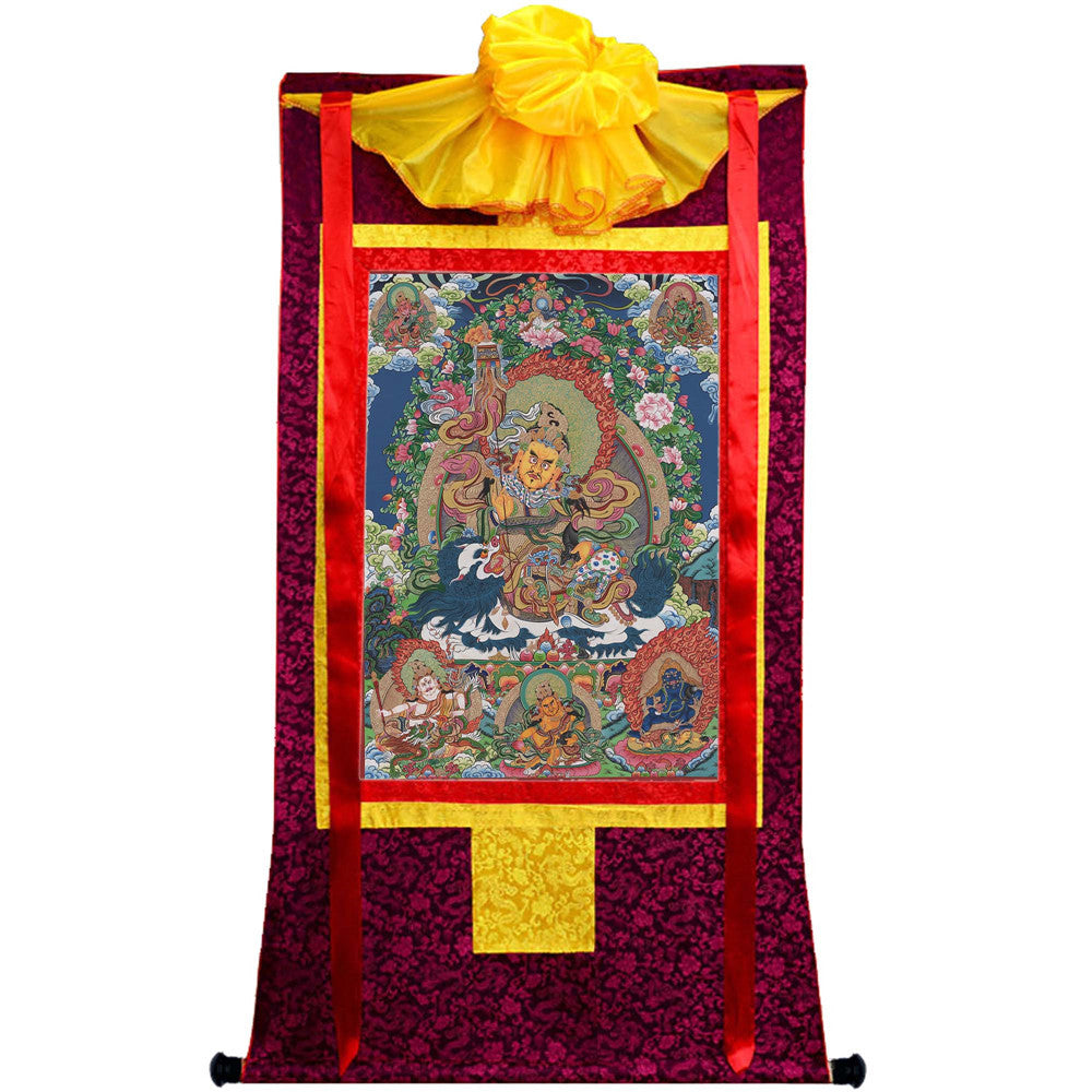 Gandhanra Tibetan Thangka Art - vaishravana - vaisravana - from Kathok Monastery - Giclee Print with Mineral Pigments