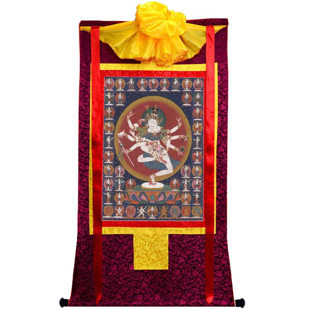 2-faced 8-armed Padmapani Padmajala - Tibetan thangka painting, view 5