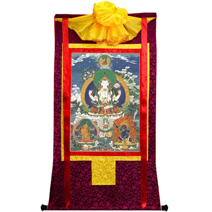 Chenrezig - Tibetan thangka painting, view 5