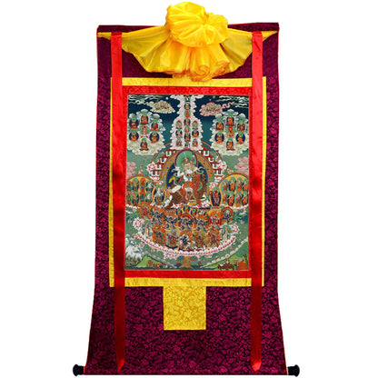 Gandhanra Handmade Thangka - Padmasambhava - Guru Rinpoche on Refuge Tree - from Kathok Monastery