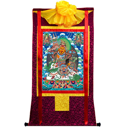 Gandhanra Tibetan Thangka Art - vaishravana - vaisravana - from Kathok Monastery - Giclee Print with Mineral Pigments