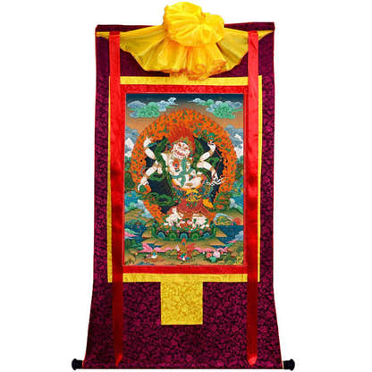 White Mahakala - 17th Century Old Version - Tibetan thangka painting, view 5