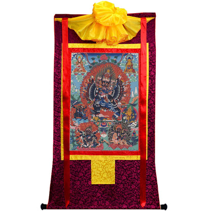 Gandhanra Tibetan Thangka Art - Vajrabhairava-Yamāntaka - from Kathok Monastery - Giclee Print with Mineral Pigments