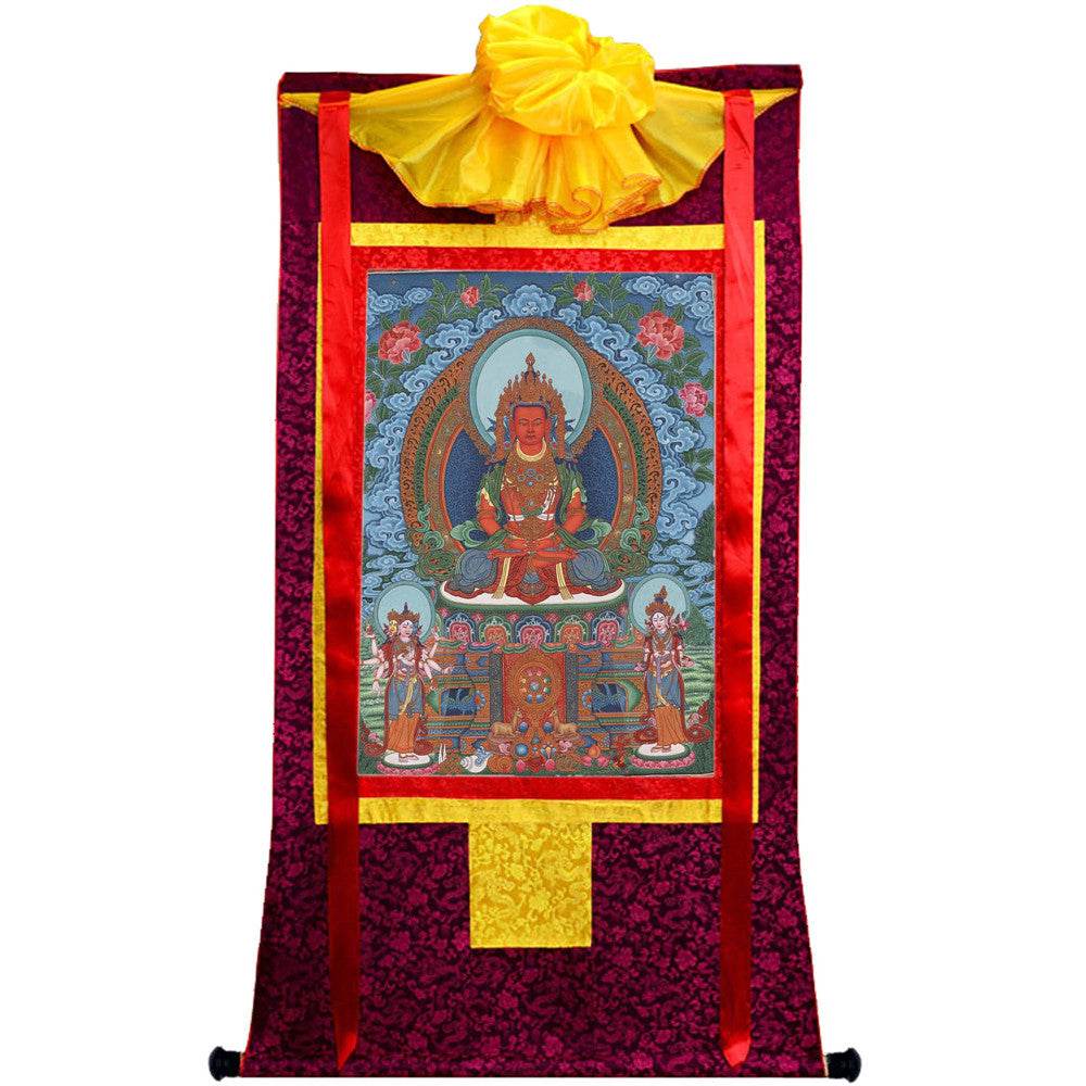 Amitayus - the Buddha of Longevity - Tibetan thangka painting, view 5