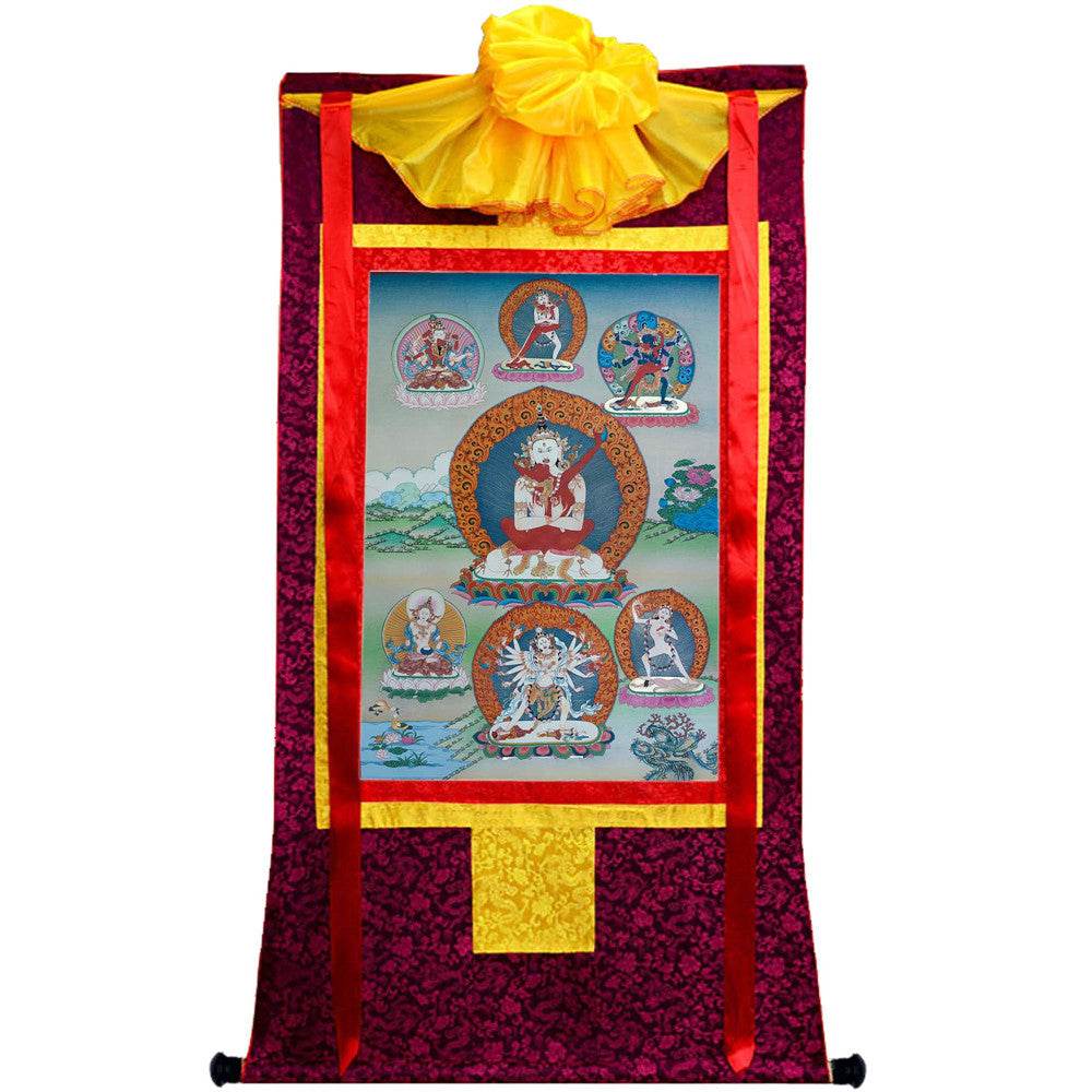 Vajrasattva in Yab Yum - Tibetan thangka painting, view 5