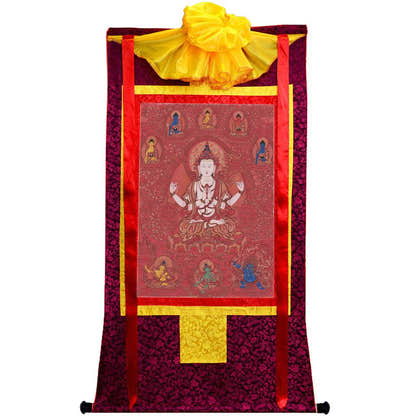 Chenrezig Image - Tibetan thangka painting, view 10