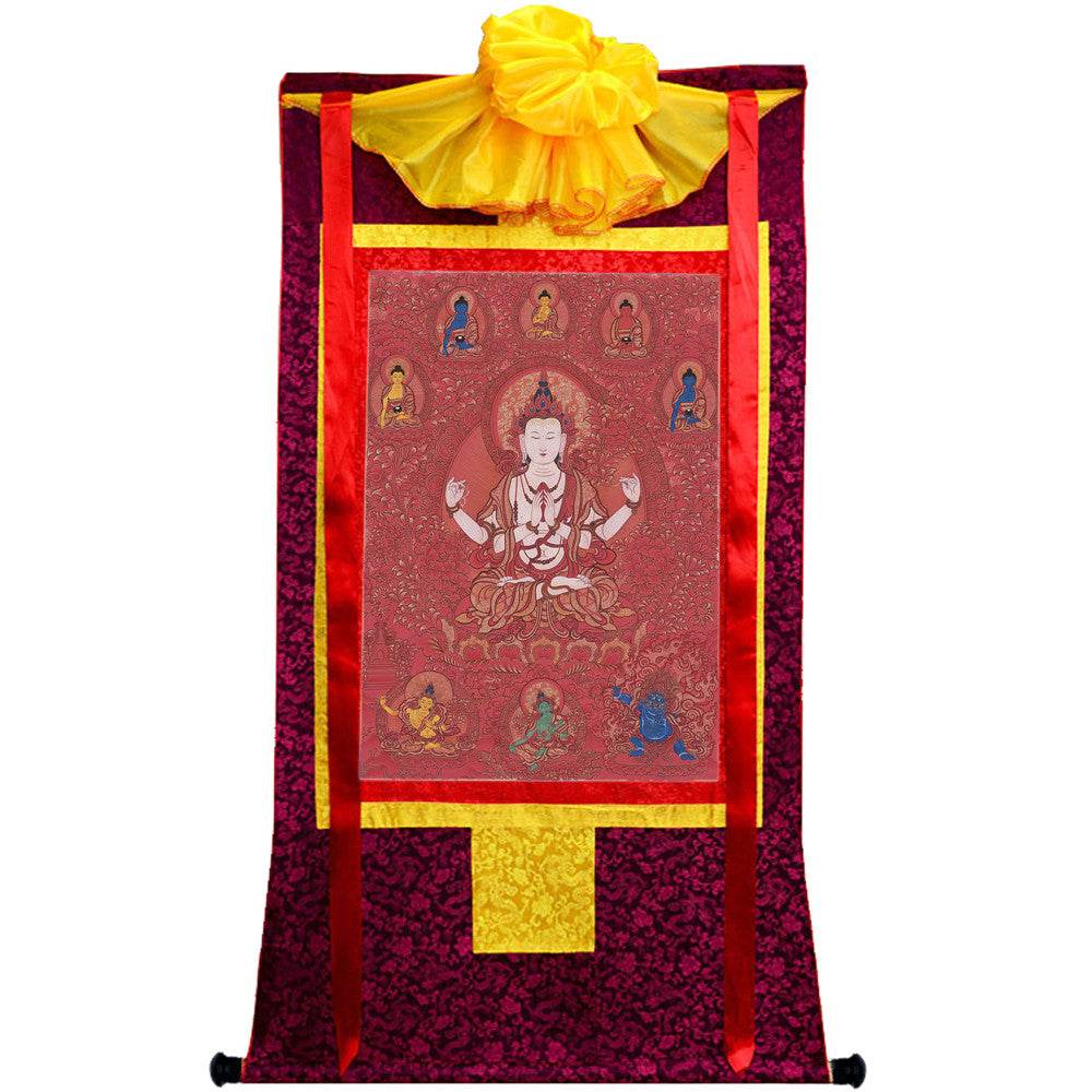Chenrezig Image - Tibetan thangka painting, view 10