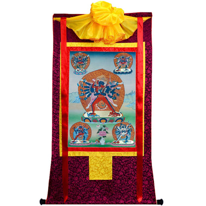 Gandhanra Tibetan Thangka Art - Vajrabhairava-Yamāntaka - from Kathok Monastery - Giclee Print with Mineral Pigments