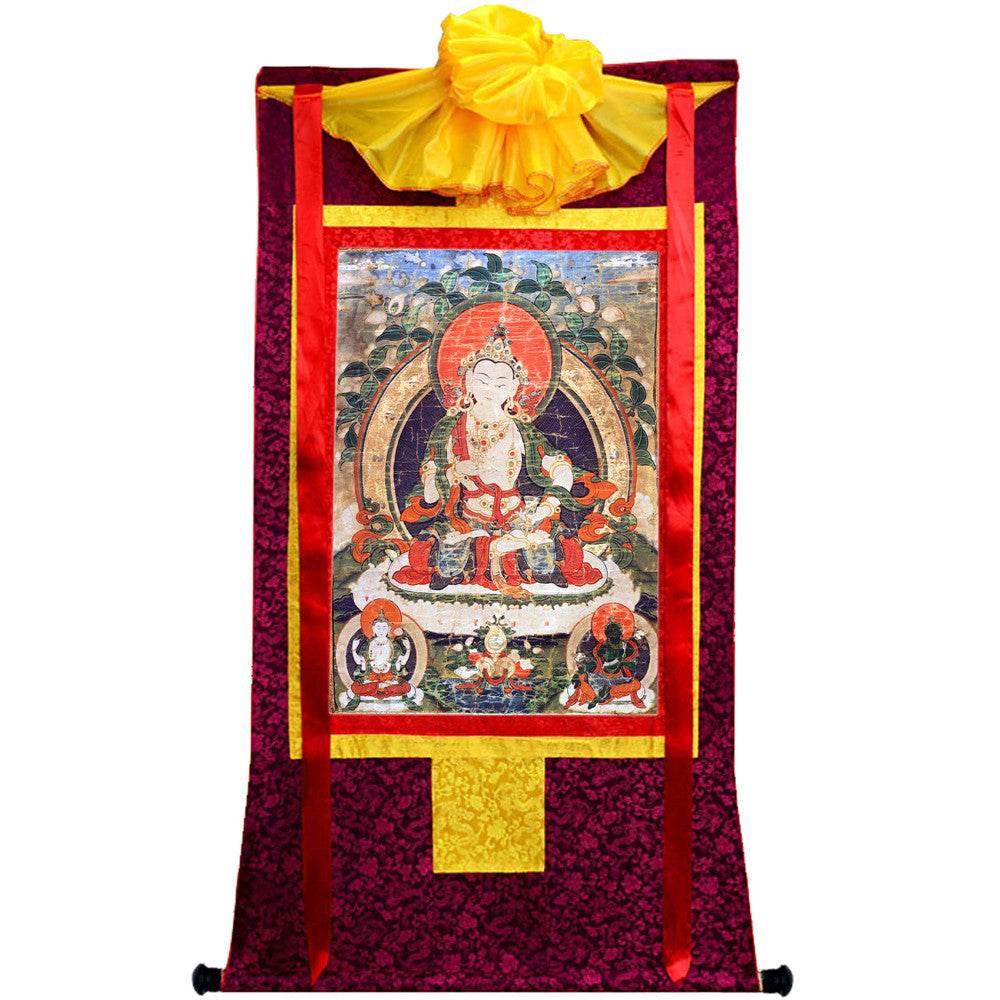 Vajrasattva - 14th Century Old Version - Tibetan thangka painting, view 5
