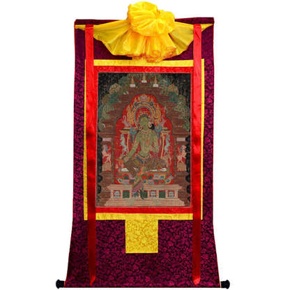 Green Tara - 13th Century - Tibetan thangka painting, view 5