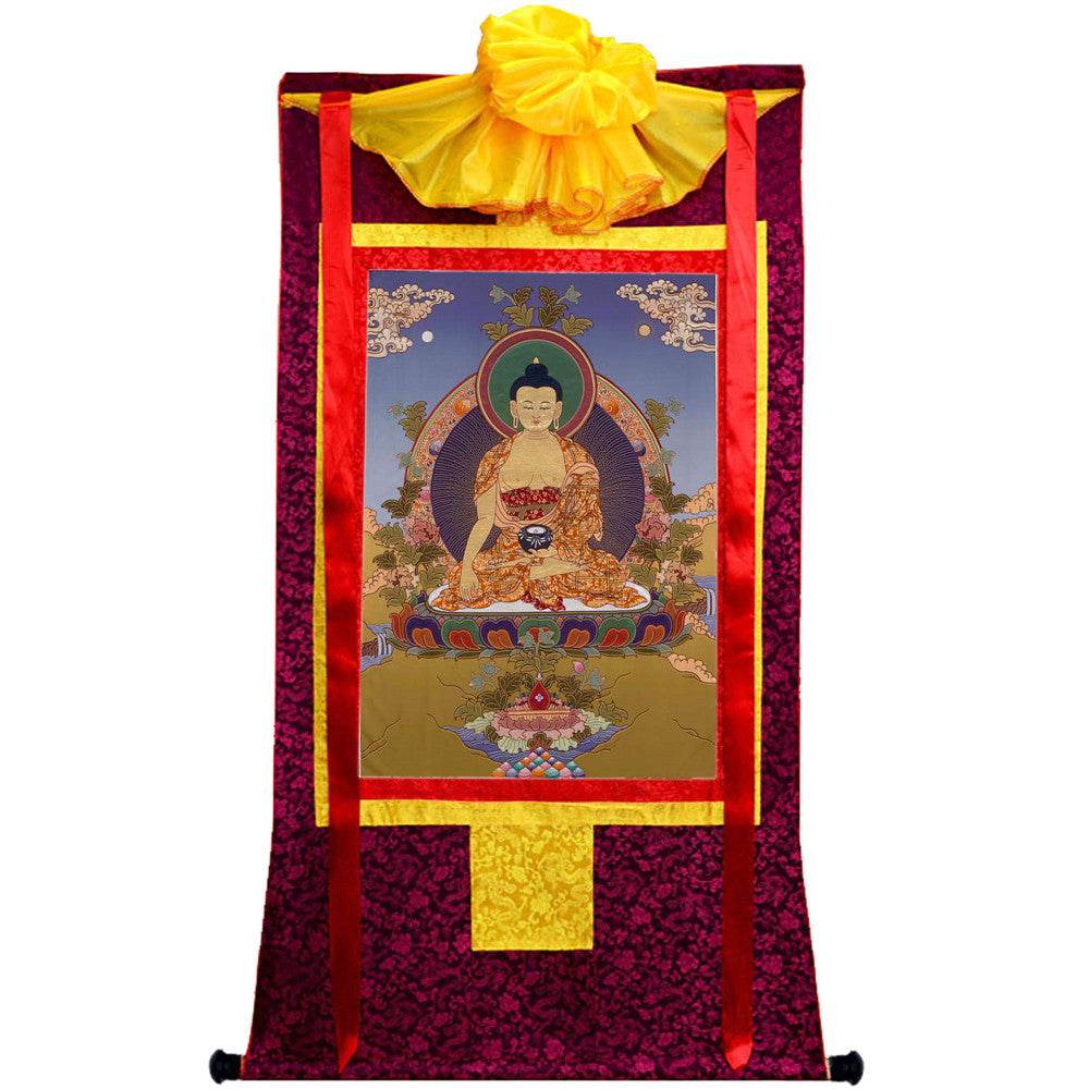 Bhaisajyaguru - Medicine Buddha - Tibetan thangka painting, view 5
