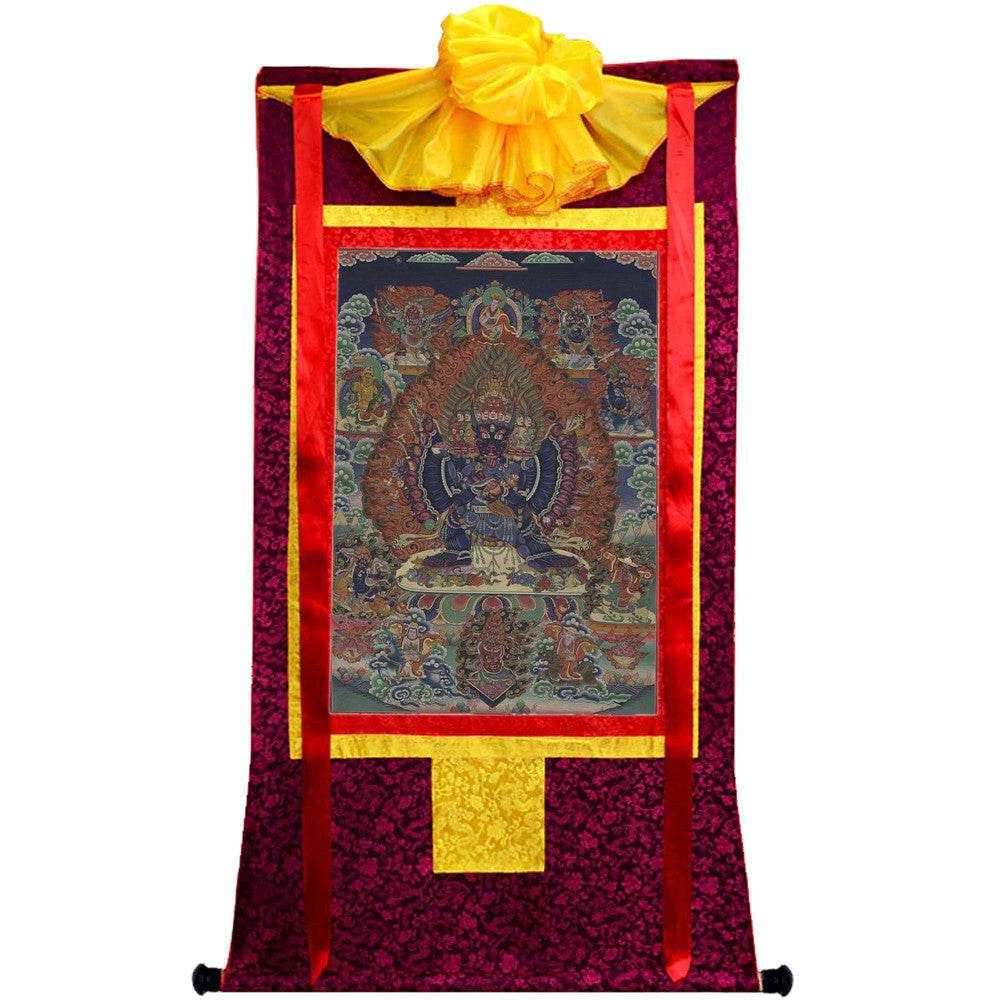 Vajrabhairava / Yamantaka - 17th Century Old Version - Tibetan thangka painting, view 5