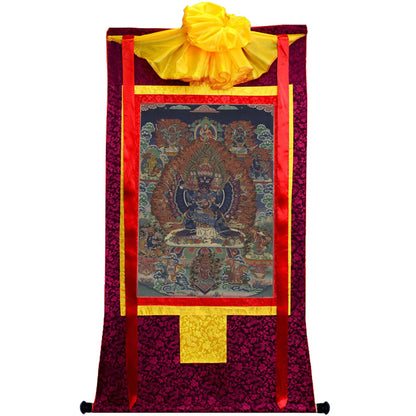 Gandhanra Tibetan Thangka Art - Vajrabhairava-Yamāntaka - from Kathok Monastery - Giclee Print with Mineral Pigments