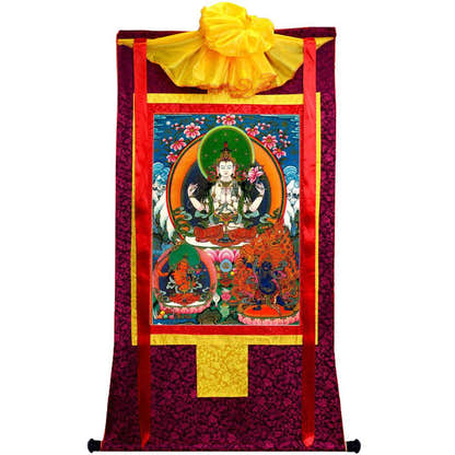 Chenrezig - Tibetan thangka painting, view 5