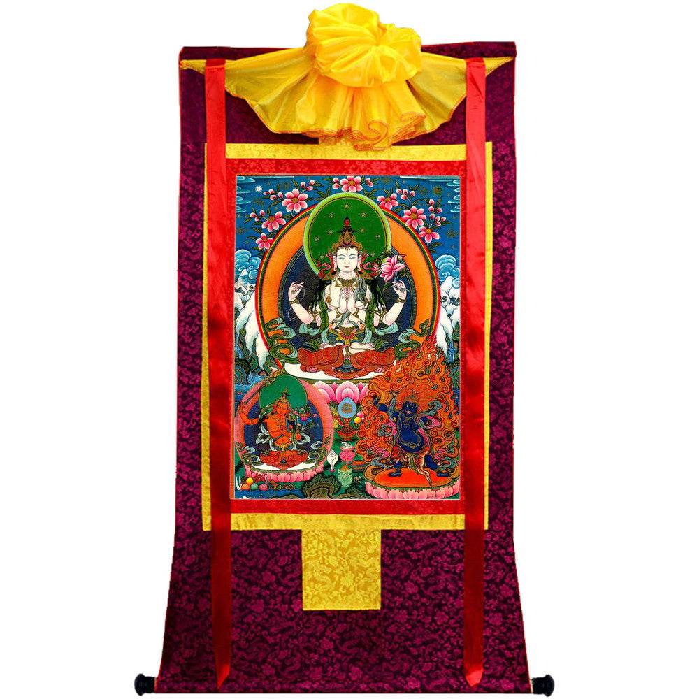 Chenrezig - Tibetan thangka painting, view 5