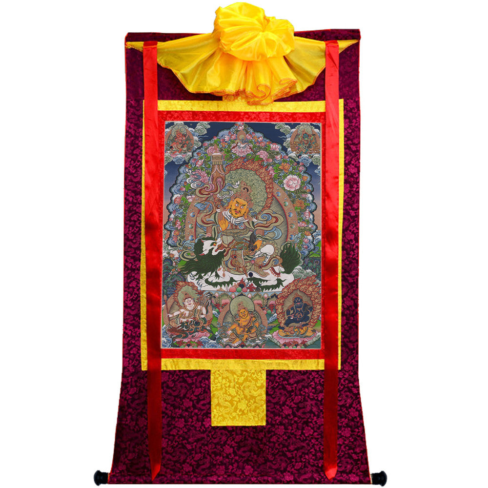 Gandhanra Tibetan Thangka Art - vaishravana - vaisravana - from Kathok Monastery - Giclee Print with Mineral Pigments