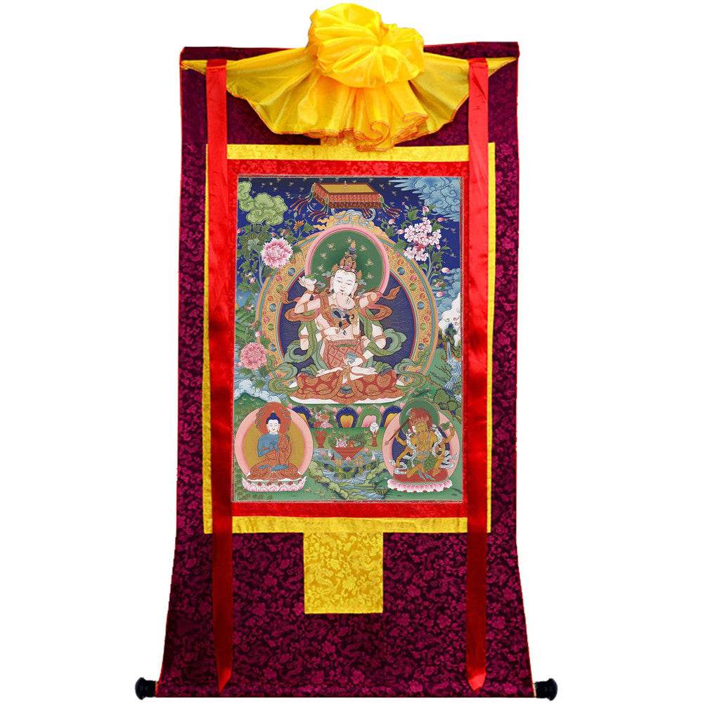 Vajrasattva in Yab Yum - Tibetan thangka painting, view 5