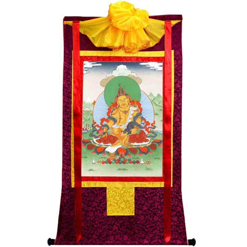 Yellow Jambhala - Tibetan thangka painting, view 5