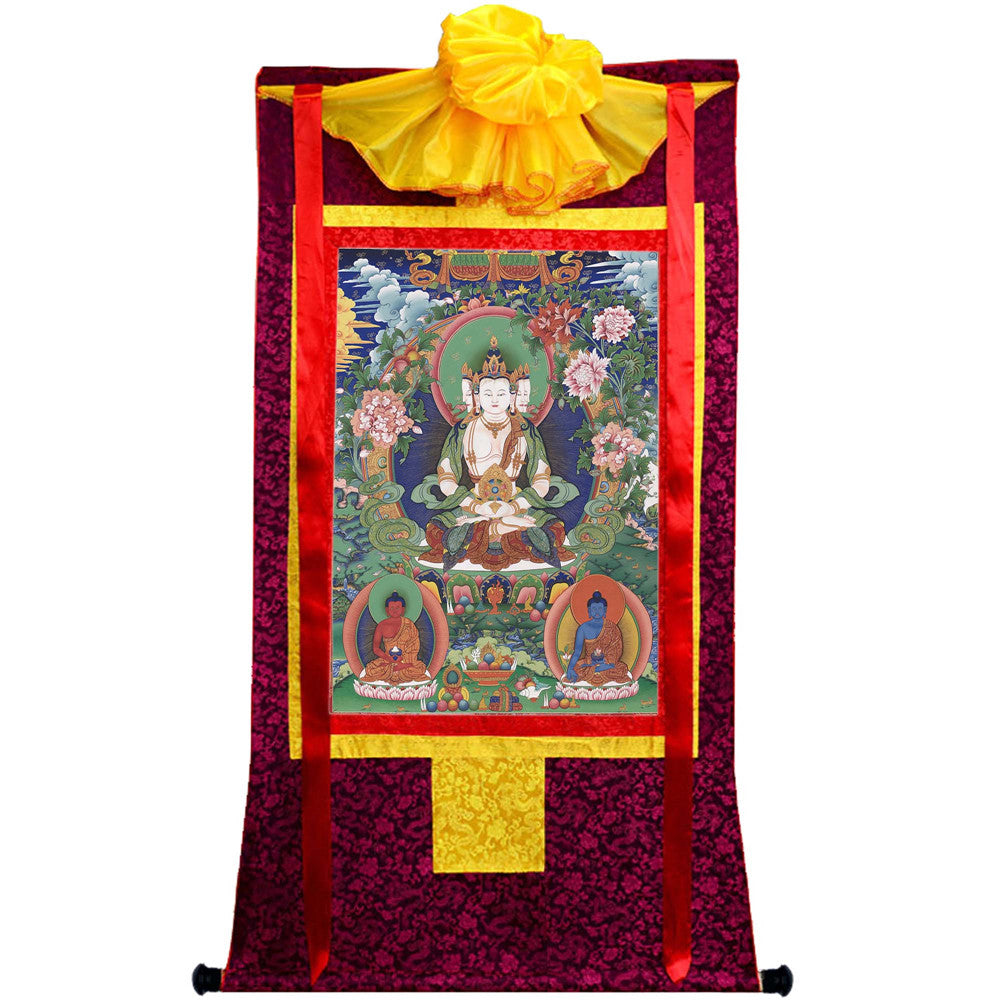 Gandhanra Tibetan Thangka Art - Vairocana - Mahavairocana - from Kathok Monastery - Giclee Print with Mineral Pigments