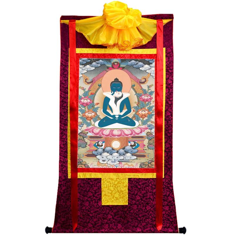 Gandhanra Tibetan Thangka Art - Samantabhadra in Yab Yum - from Kathok Monastery - Giclee Print with Mineral Pigments