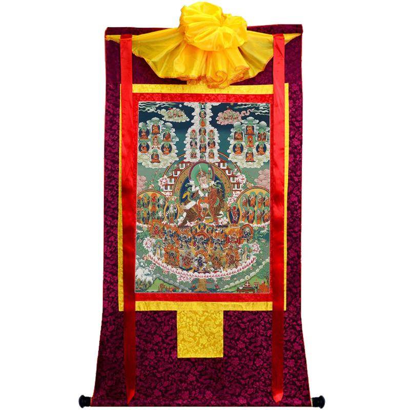 Padmasambhava - Guru Rinpoche on Refuge Tree - Tibetan thangka painting, view 5