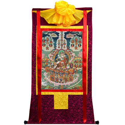 Gandhanra Handmade Thangka - Padmasambhava - Guru Rinpoche on Refuge Tree - from Kathok Monastery