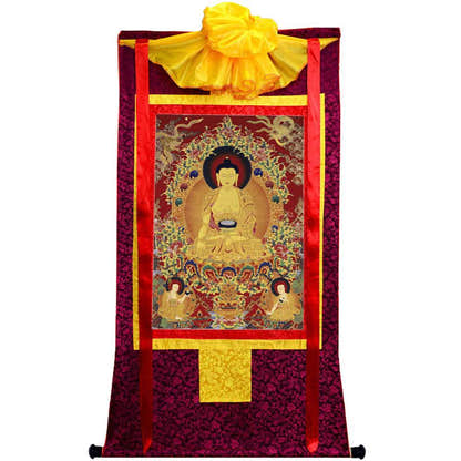 Shakyamuni - Tibetan thangka painting, view 5