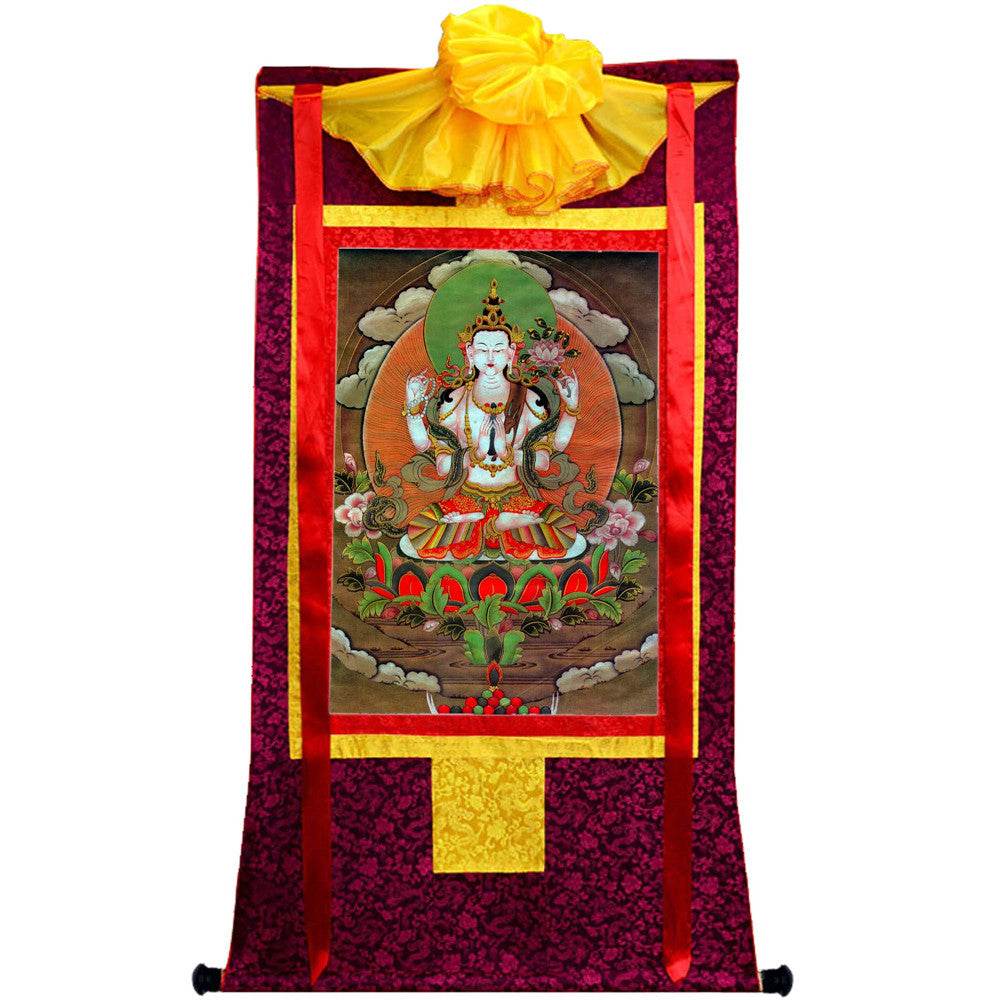 Chenrezig - Tibetan thangka painting, view 5