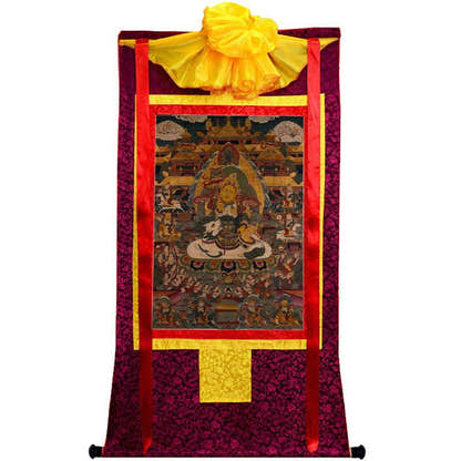 Yellow Jambhala Image - Tibetan thangka painting, view 10
