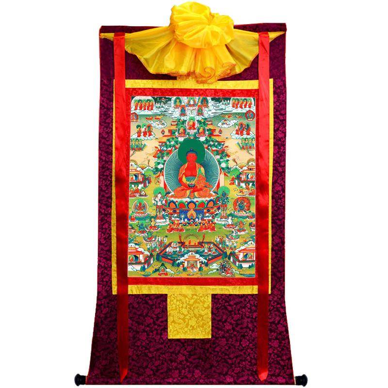 Amidabha in Pure Land - Tibetan thangka painting, view 5