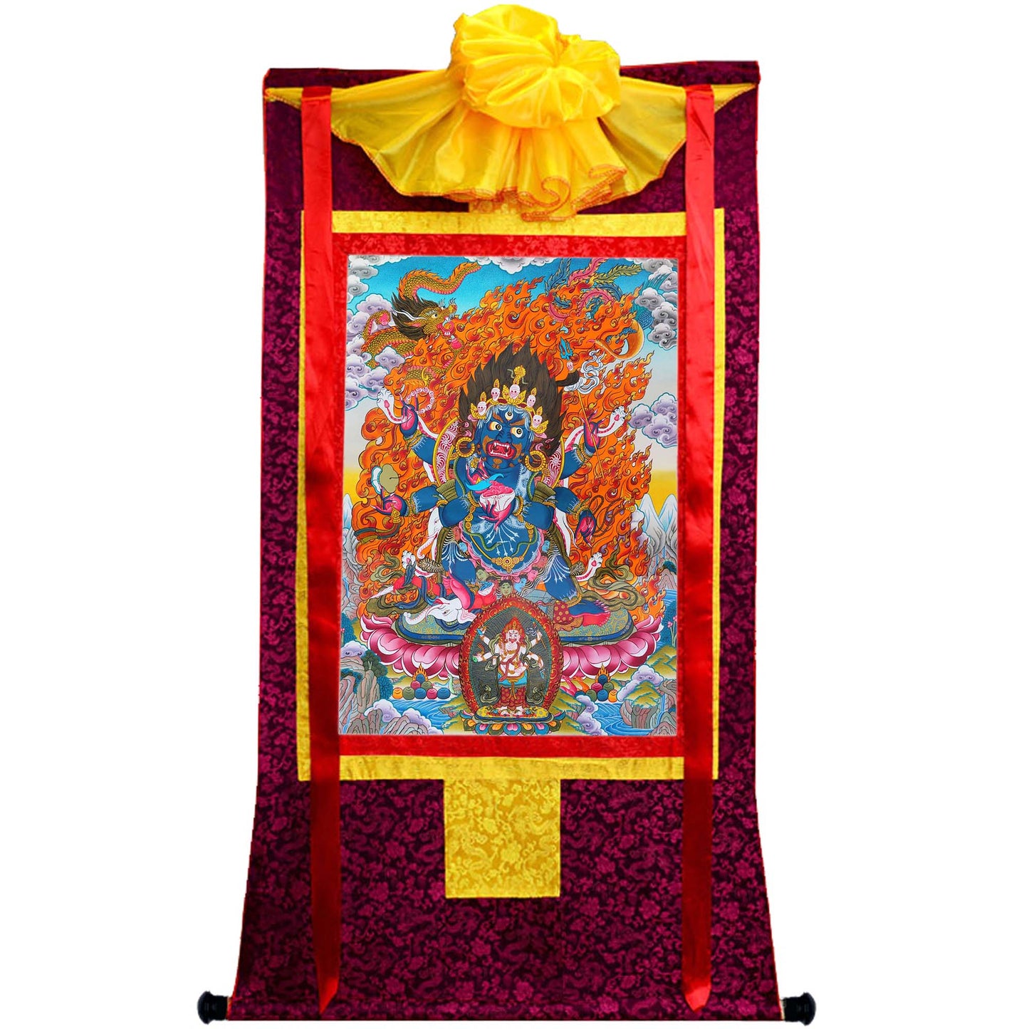 Gandhanra Tibetan Thangka Art - Mahakala - from Kathok Monastery - Giclee Print with Mineral Pigments