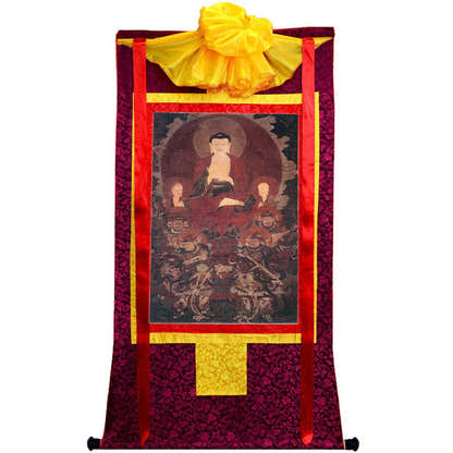 Shakyamuni and the Four Heavenly Kings - Tibetan thangka painting, view 5