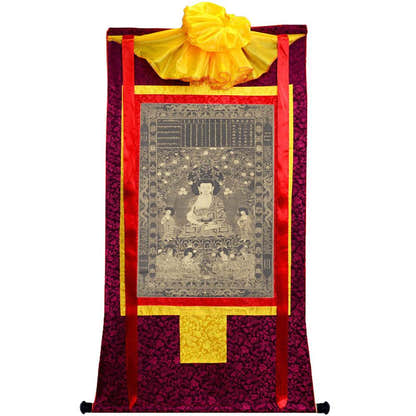 Krakucchanda Buddha - Tibetan thangka painting, view 5