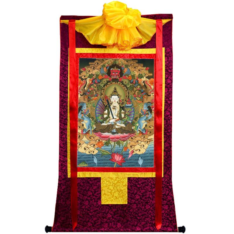 Gandhanra Tibetan Thangka Art - Akasagarbha Bodhisattva - from Kathok Monastery - Giclee Print with Mineral Pigments