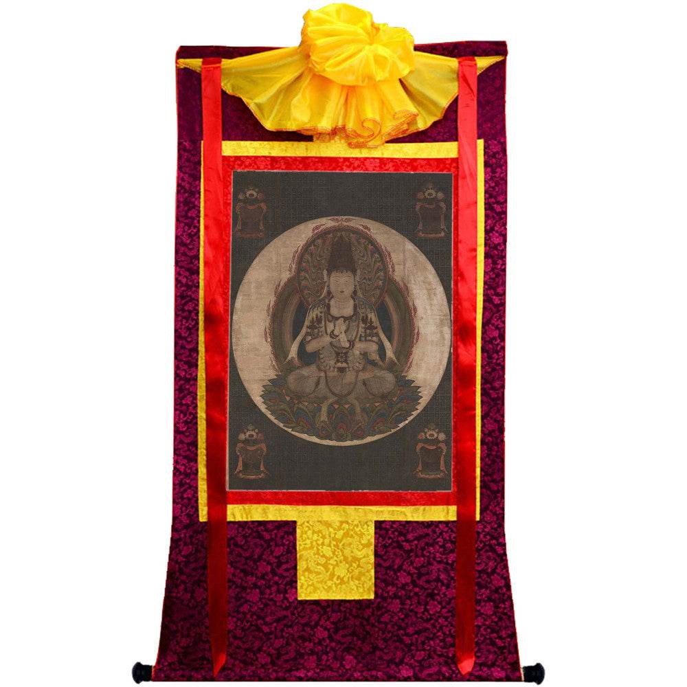Ekaksara-usnisacakra - Tibetan thangka painting, view 5