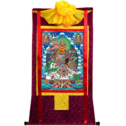 Gandhanra Tibetan Thangka Art - vaishravana - vaisravana - from Kathok Monastery - Giclee Print with Mineral Pigments