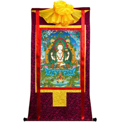 Chenrezig - Tibetan thangka painting, view 5