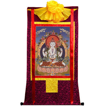 Chenrezig - Tibetan thangka painting, view 5