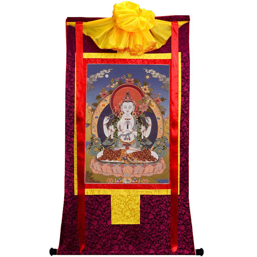 Chenrezig - Tibetan thangka painting, view 5